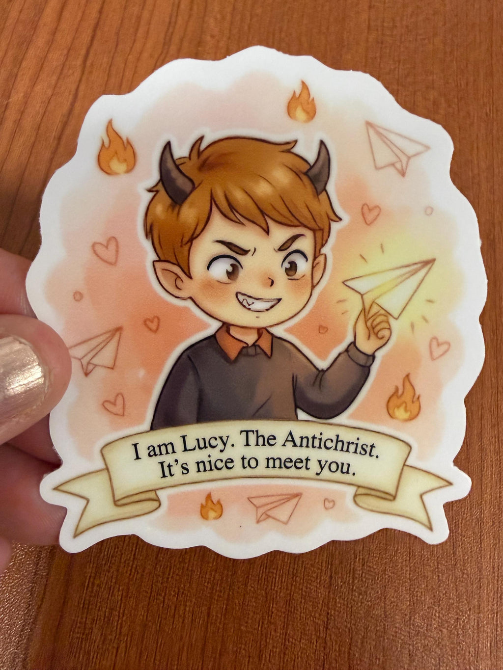 Lucy the Antichrist Sticker | "It's Nice to Meet You" Quote | The House in the Cerulean Sea Fan Art | Cozy Fantasy Bookish Gift