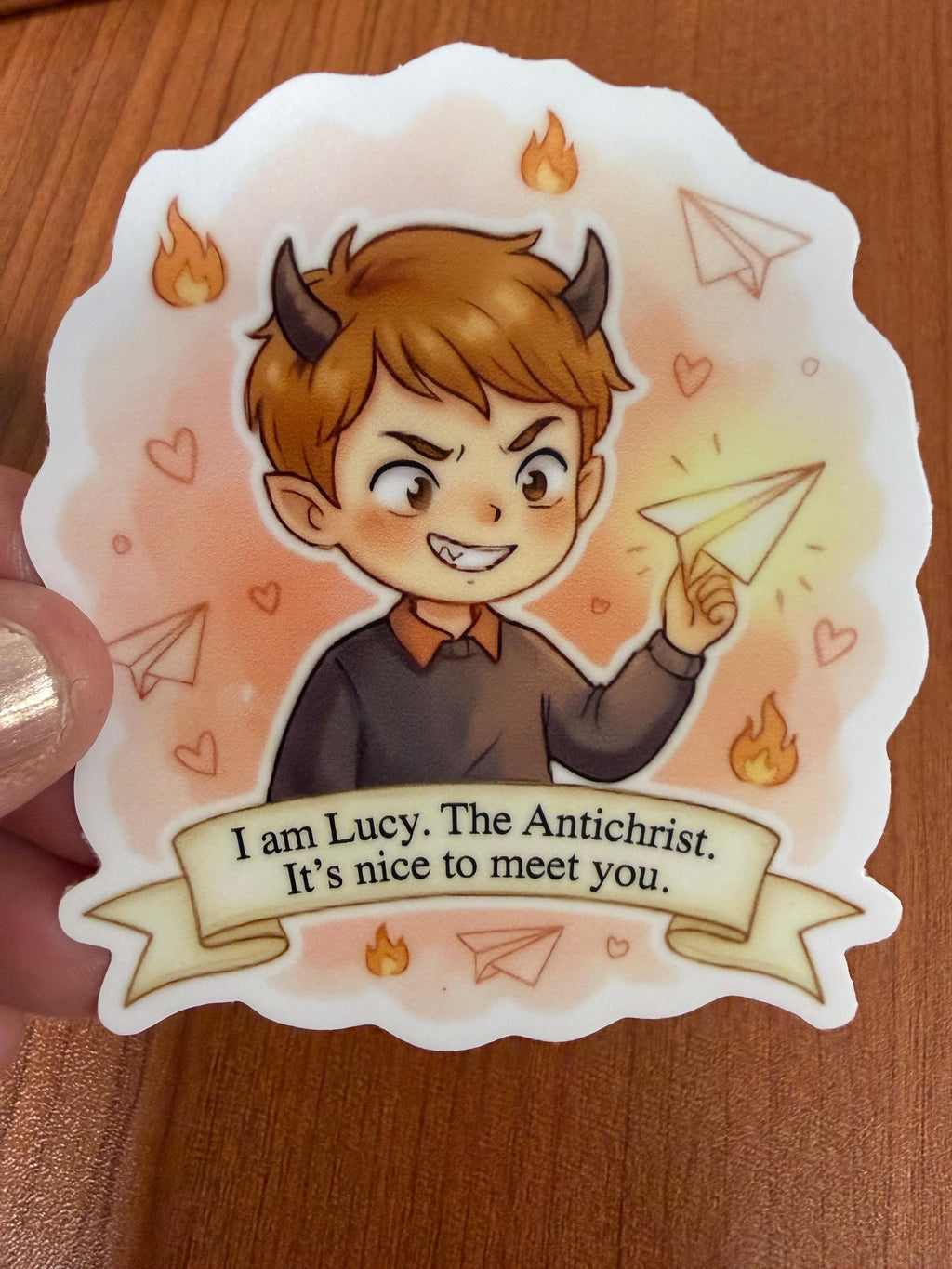 Lucy the Antichrist Sticker | "It's Nice to Meet You" Quote | The House in the Cerulean Sea Fan Art | Cozy Fantasy Bookish Gift