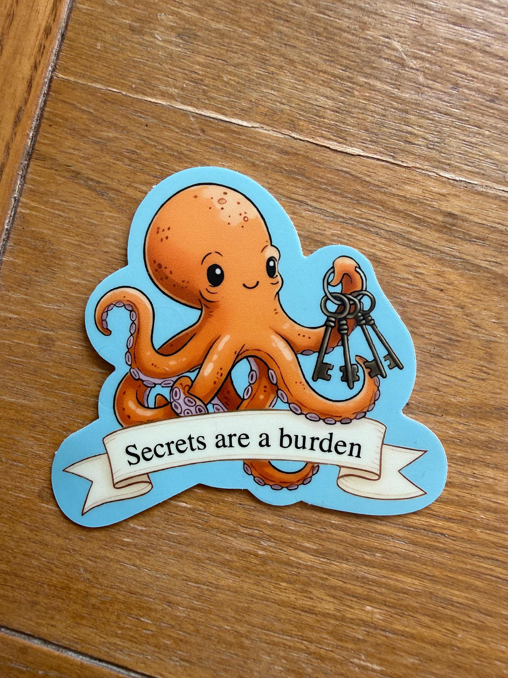 Marcellus the Octopus Sticker | "Secrets Are a Burden" Quote | Remarkably Bright Creatures Fan Art | Bookish Vinyl Decal | Literary Gift