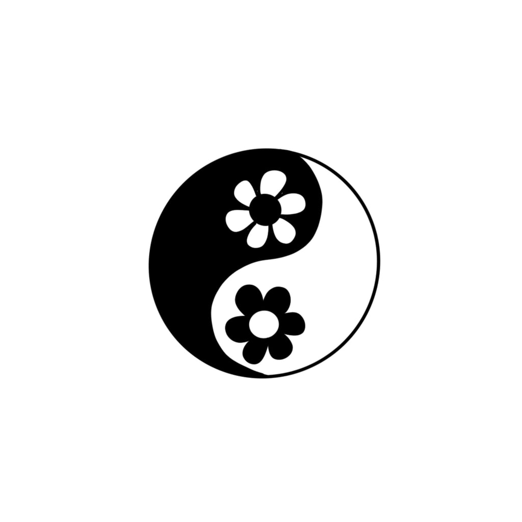 90s Floral Yin Yang Sticker: Matte Vinyl Die Cut