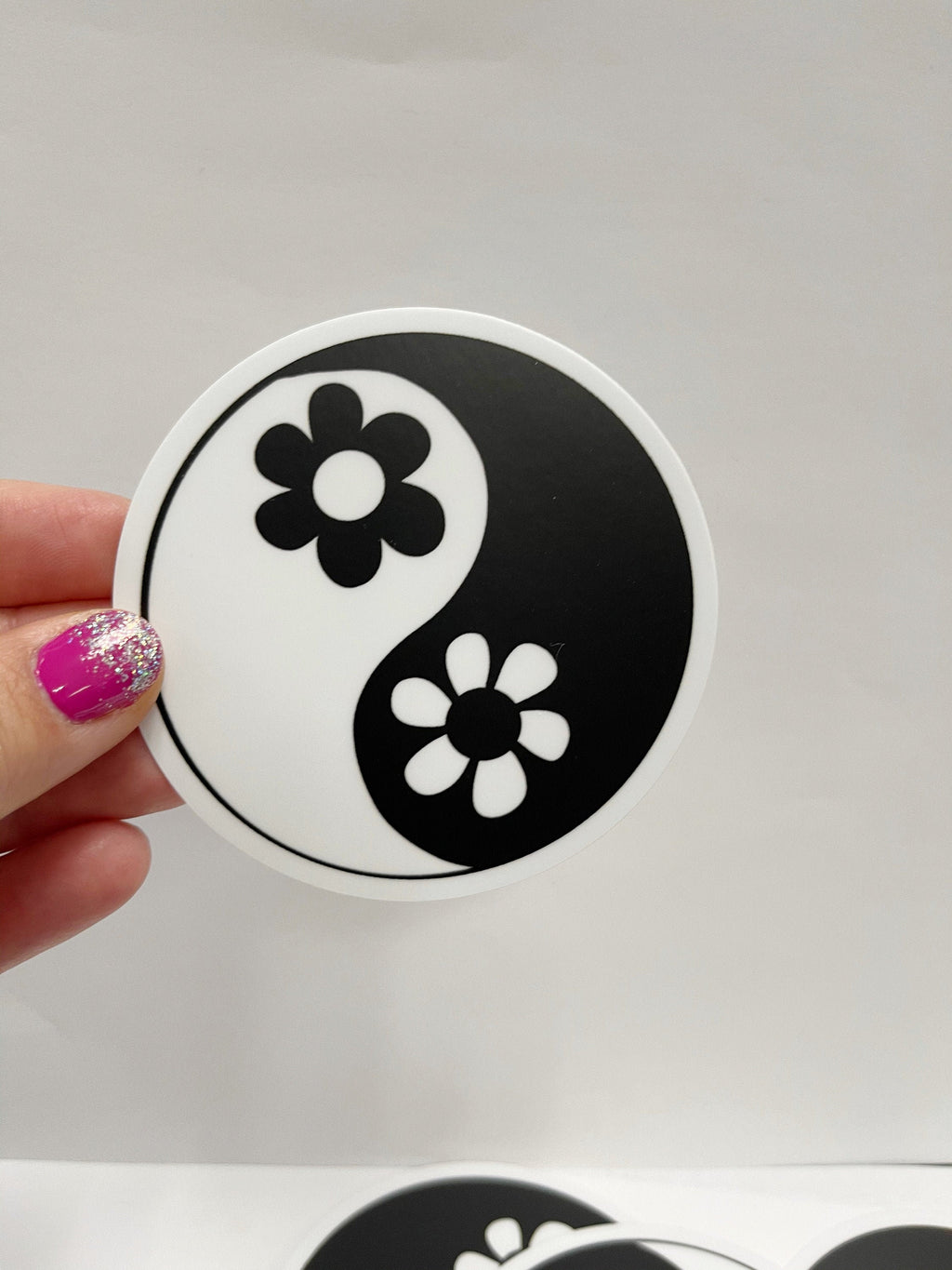 90s Floral Yin Yang Sticker: Matte Vinyl Die Cut