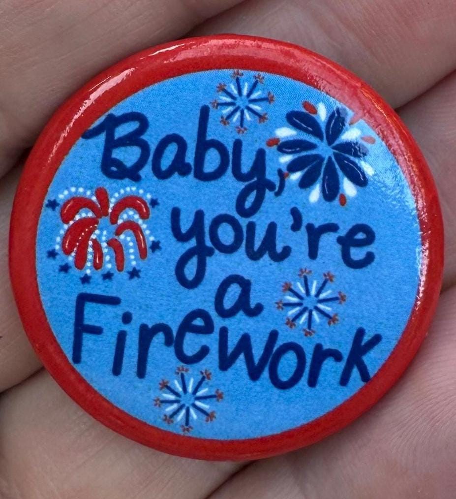 4th of July fireworks & stars set of 2 button pins