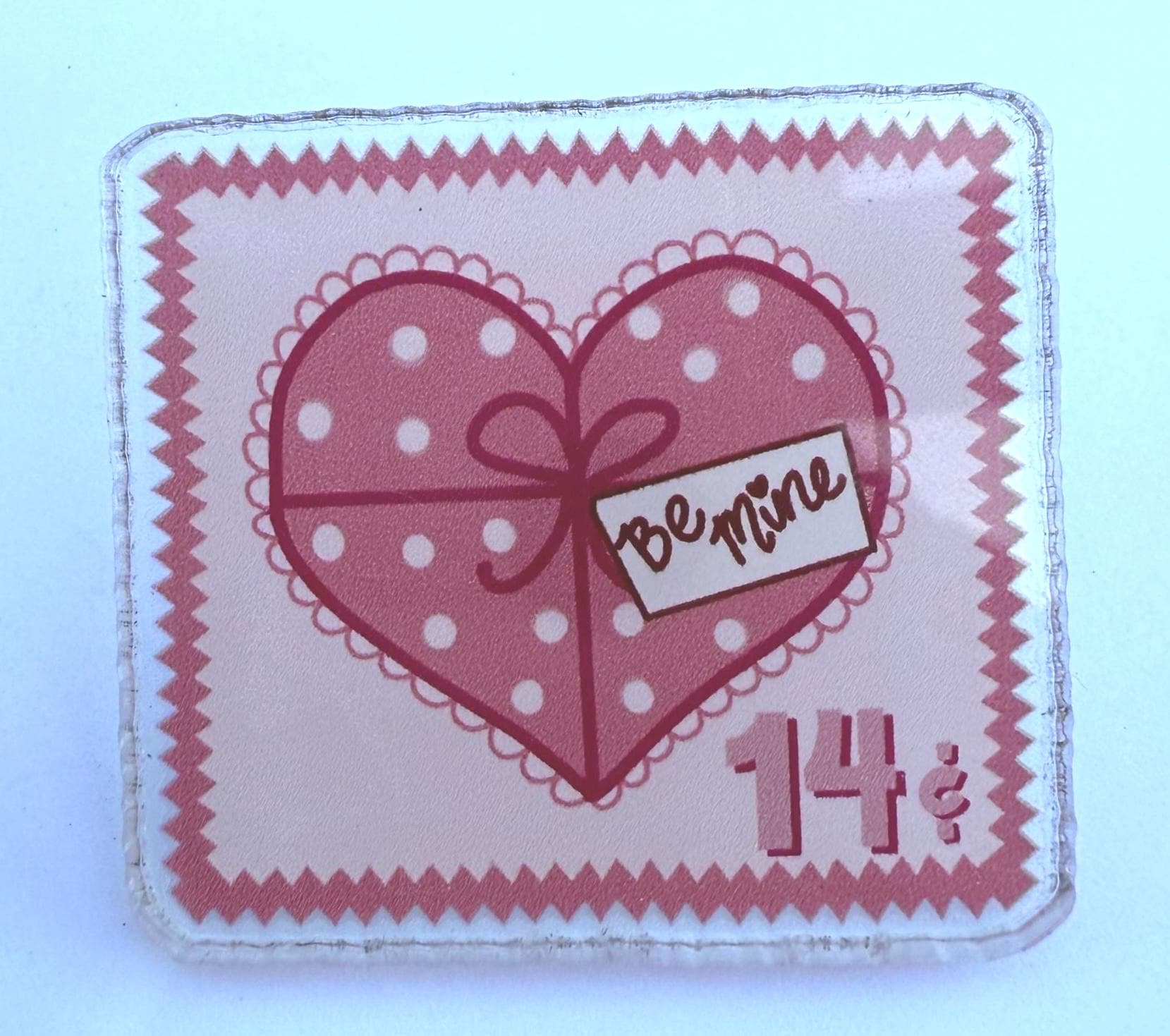 Vintage Valentine Stamp Pin | Retro Acrylic Love Letter Gift