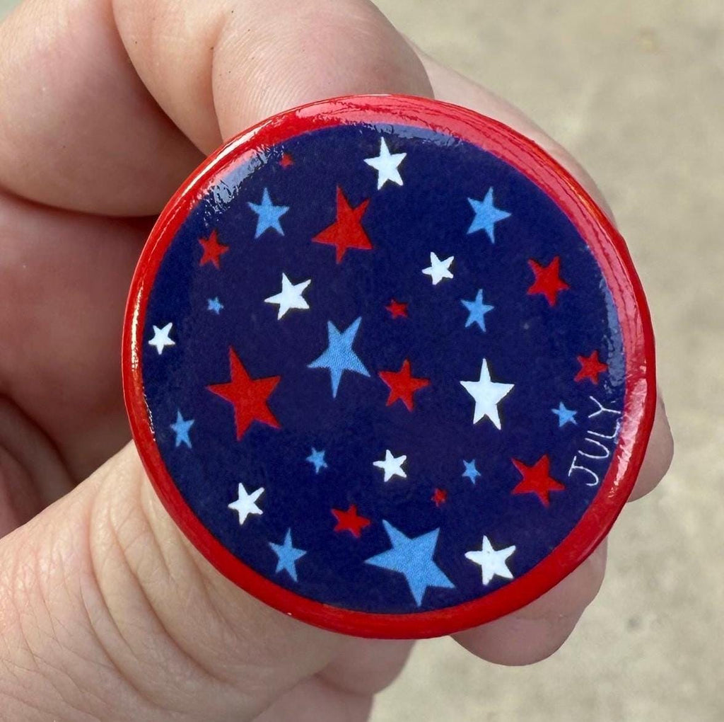 4th of July fireworks & stars set of 2 button pins