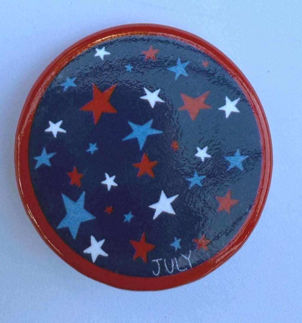 4th of July fireworks & stars set of 2 button pins