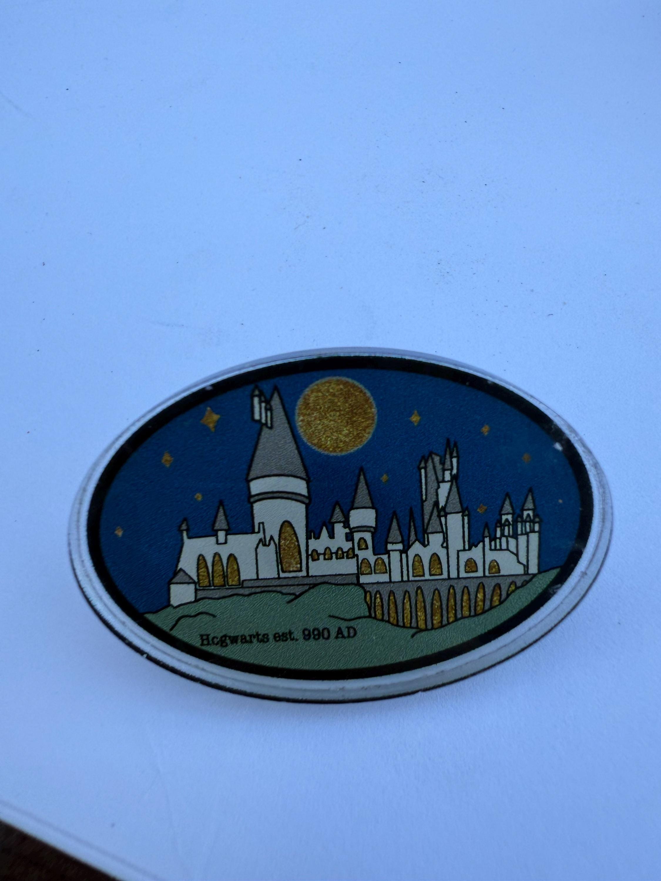 Hogwarts Castle Gold Glitter Pin | Magic School Acrylic Badge | Wizard Fandom Gift | Est. 990 A.D.
