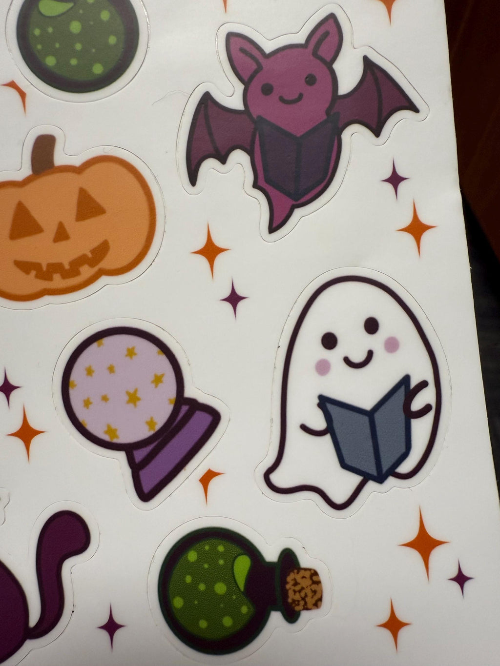 Halloween Sticker Sheet - cute spooky reading buddies on a 5x7 sticker shee / Vinyl Matte Sticker / Laptops, notebooks, water bottles, etc.
