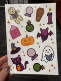 Halloween Sticker Sheet - cute spooky reading buddies on a 5x7 sticker shee / Vinyl Matte Sticker / Laptops, notebooks, water bottles, etc.