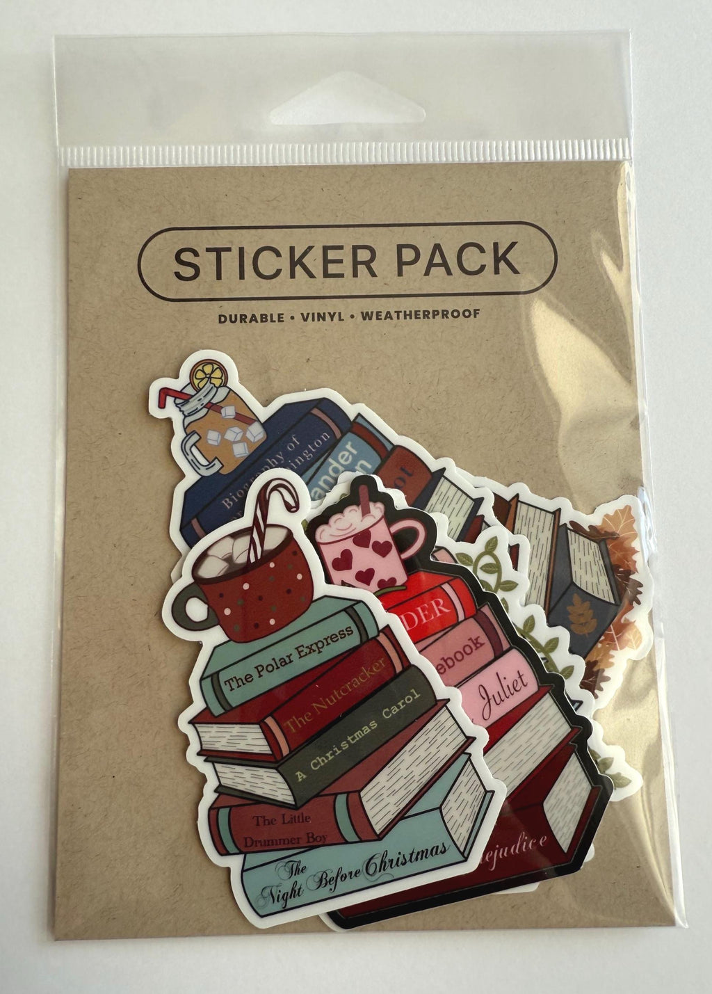 Book Stacks Sticker Pack | Seasonal & Genre Vinyl Decals | 6 pack
