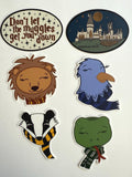Harry Potter Waterproof Sticker Pack: Hogwarts, House Mascots - 6 Pcs