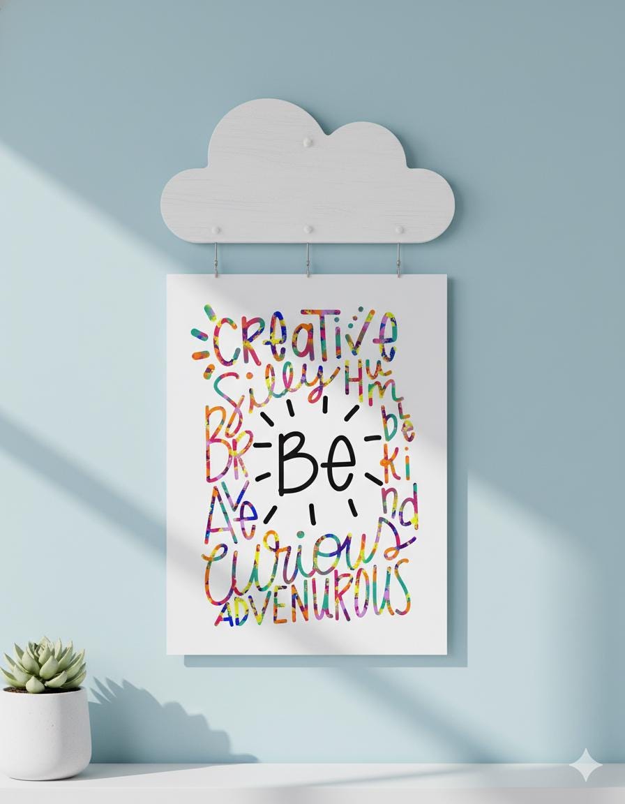 Inspirational Quote Print: Be Curious, Brave, Kind (Digital Download)