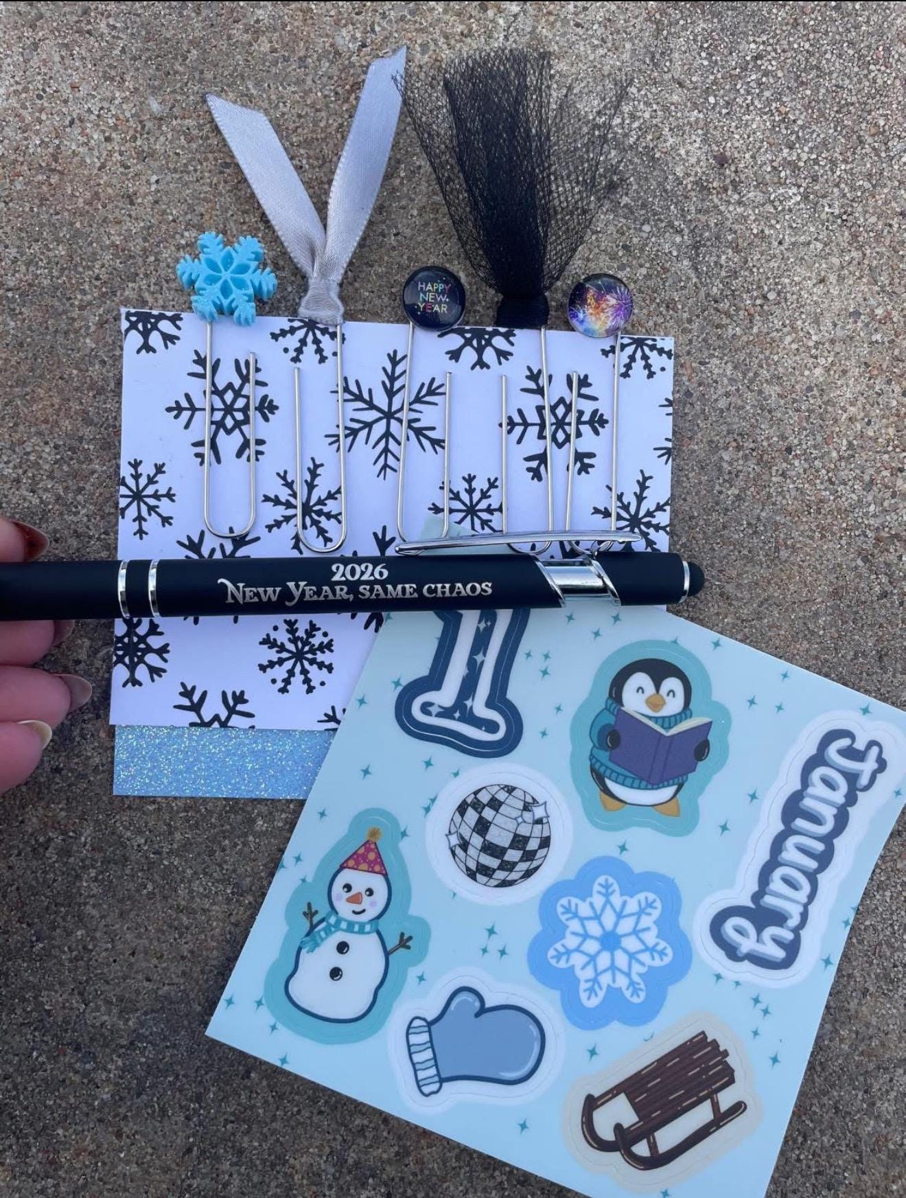 January Sticker Sheet 4x4 | Winter Theme Planner Decals | Reading Penguin, Snowman, Disco Ball | Cozy New Year Bullet Journal Stickers
