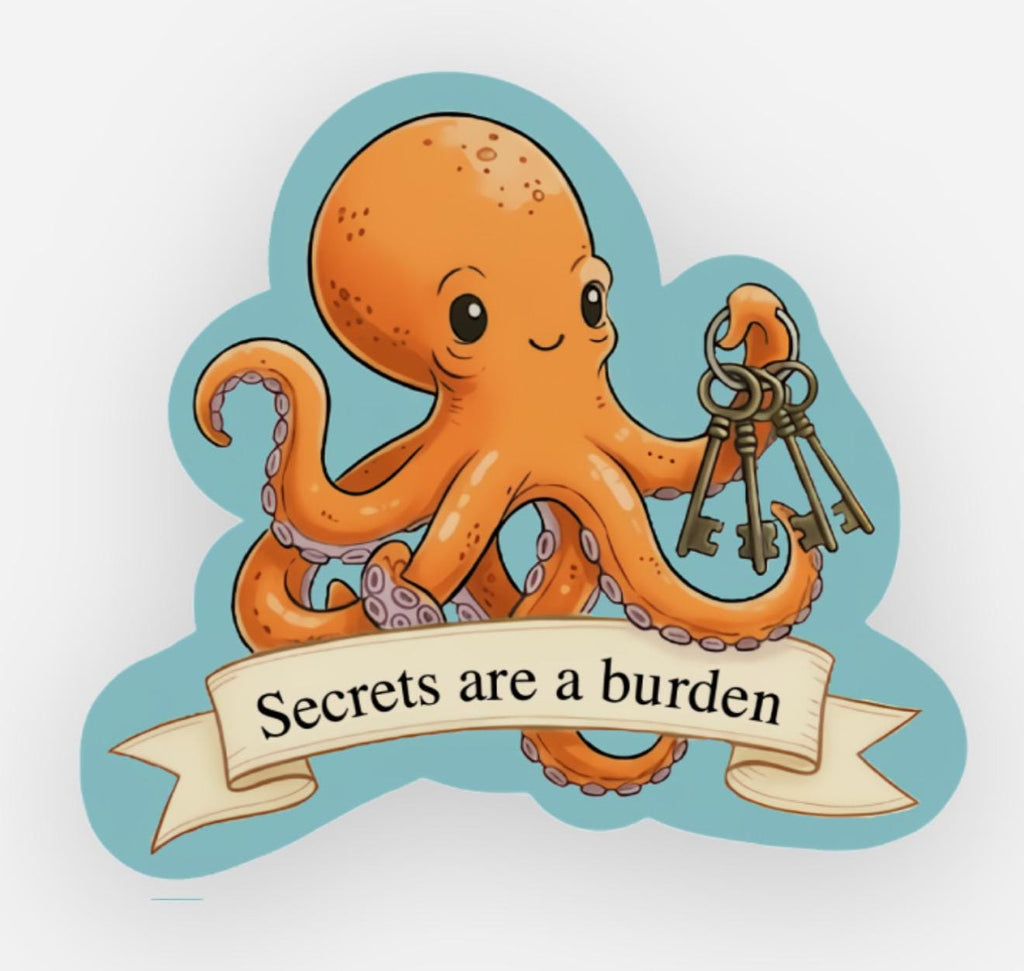 Marcellus the Octopus Acrylic Pin | "Secrets Are a Burden" Quote | Remarkably Bright Creatures Bookish Pin | Literary Pin | Reader Gift