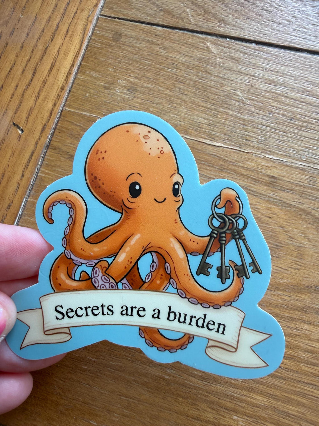 Marcellus the Octopus Sticker | "Secrets Are a Burden" Quote | Remarkably Bright Creatures Fan Art | Bookish Vinyl Decal | Literary Gift