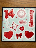 Valentine Planner Sticker Sheet | February 14th Vinyl Decals | 4x4 Romantic Journaling Supplies | Love & Hearts