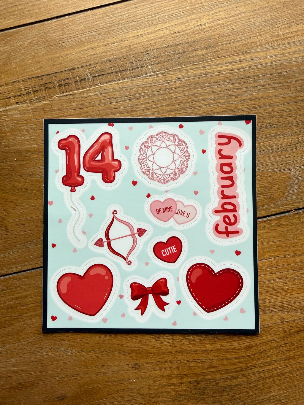 Valentine Planner Sticker Sheet | February 14th Vinyl Decals | 4x4 Romantic Journaling Supplies | Love & Hearts