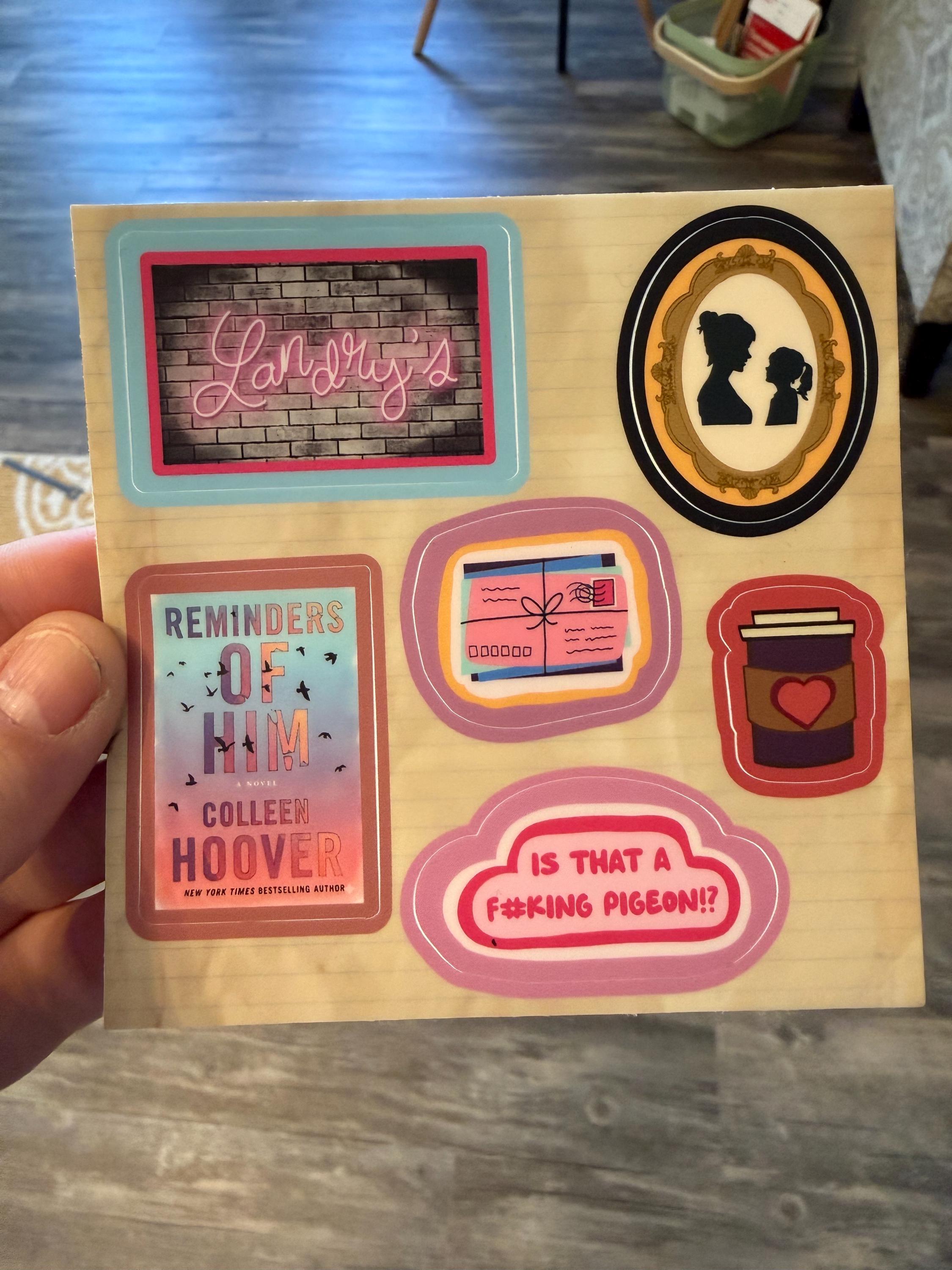 Reminders of Him Sticker Sheet | Colleen Hoover Inspired Bookish Decals | Landry's Bar, Letters to Scottie, Pigeon Quote | CoHo Fan Gift |