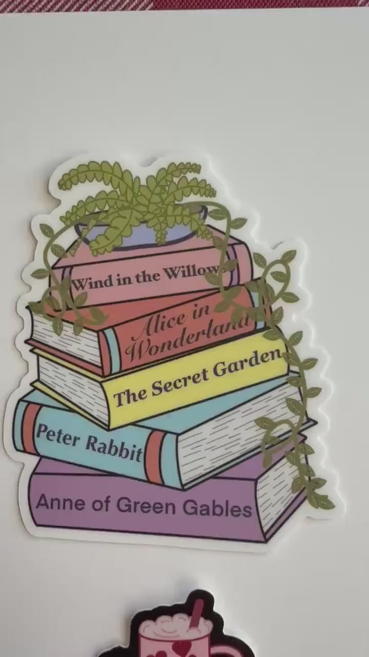 Book Stacks Sticker Pack | Seasonal & Genre Vinyl Decals | 6 pack