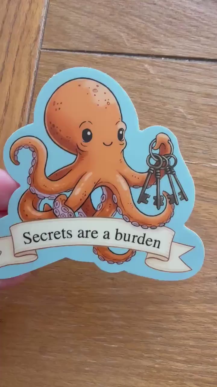 Marcellus the Octopus Sticker | "Secrets Are a Burden" Quote | Remarkably Bright Creatures Fan Art | Bookish Vinyl Decal | Literary Gift